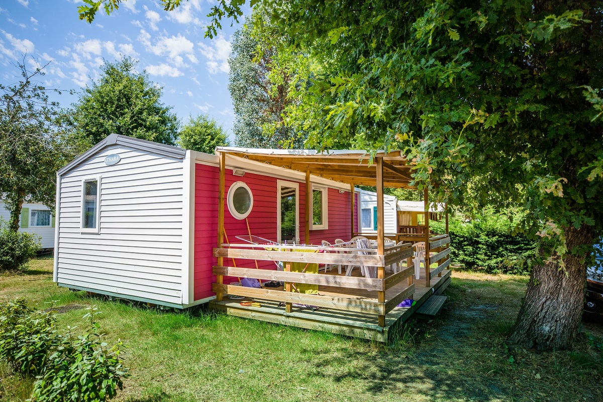 mobil home rose location dans camping dans les landes